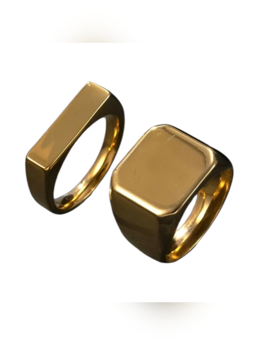 New - Set Of 2 Stainless Steel Rings In Gold Tone Size 11